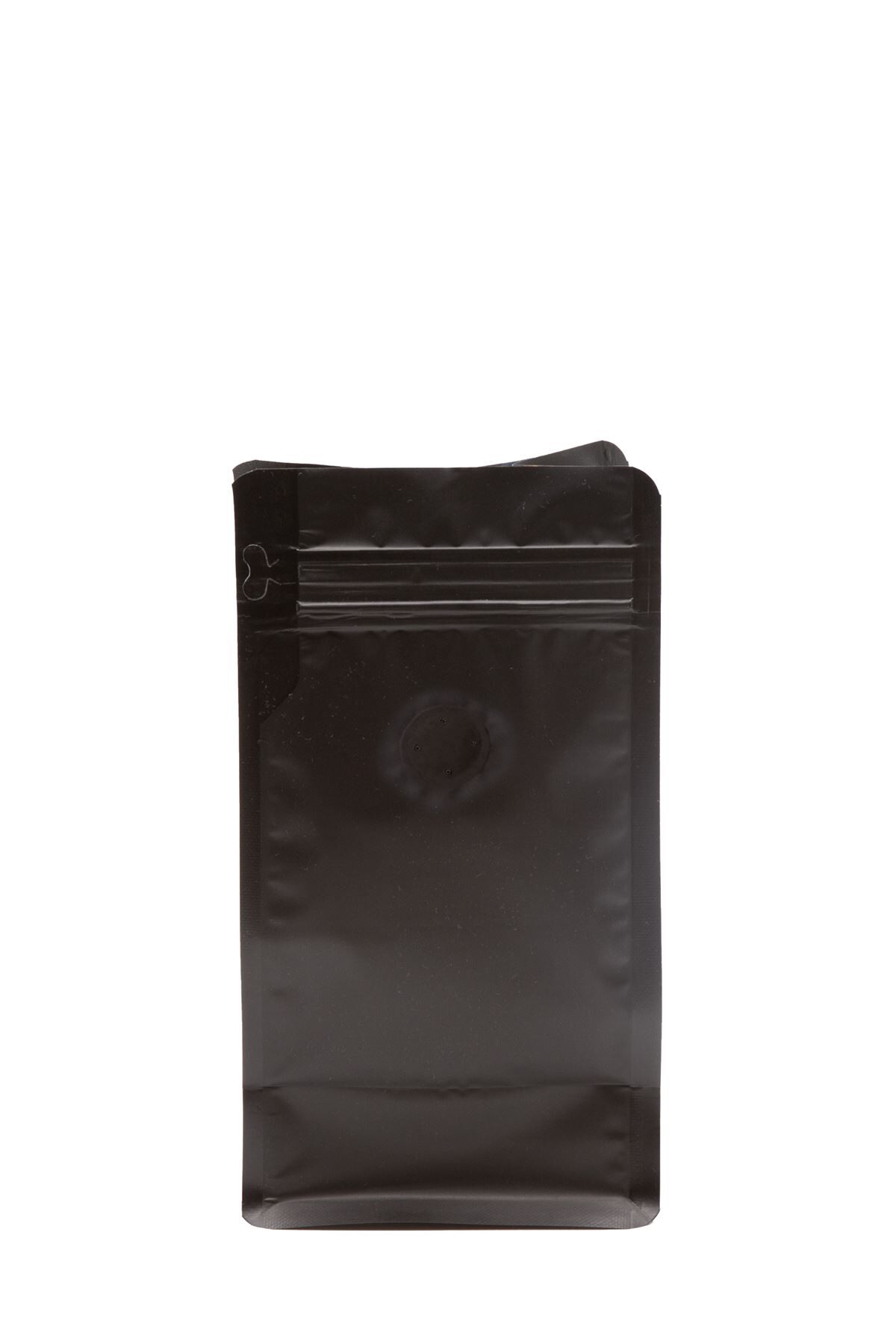 Valfli Flat Bottom Düz Tabanlı Mat Siyah Önden Kilitli Ambalaj 11,5x21,5+4 cm-250 gr 1000 Adet