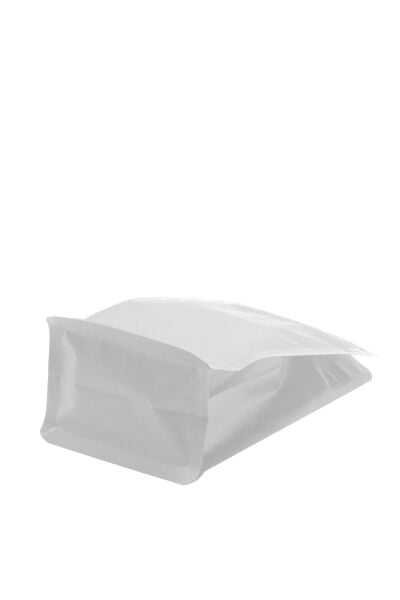 Valfli Flat Bottom Düz Tabanlı Mat Beyaz Önden Kilitli Ambalaj 11,5x21,5+4 cm-250 gr 1000 Adet