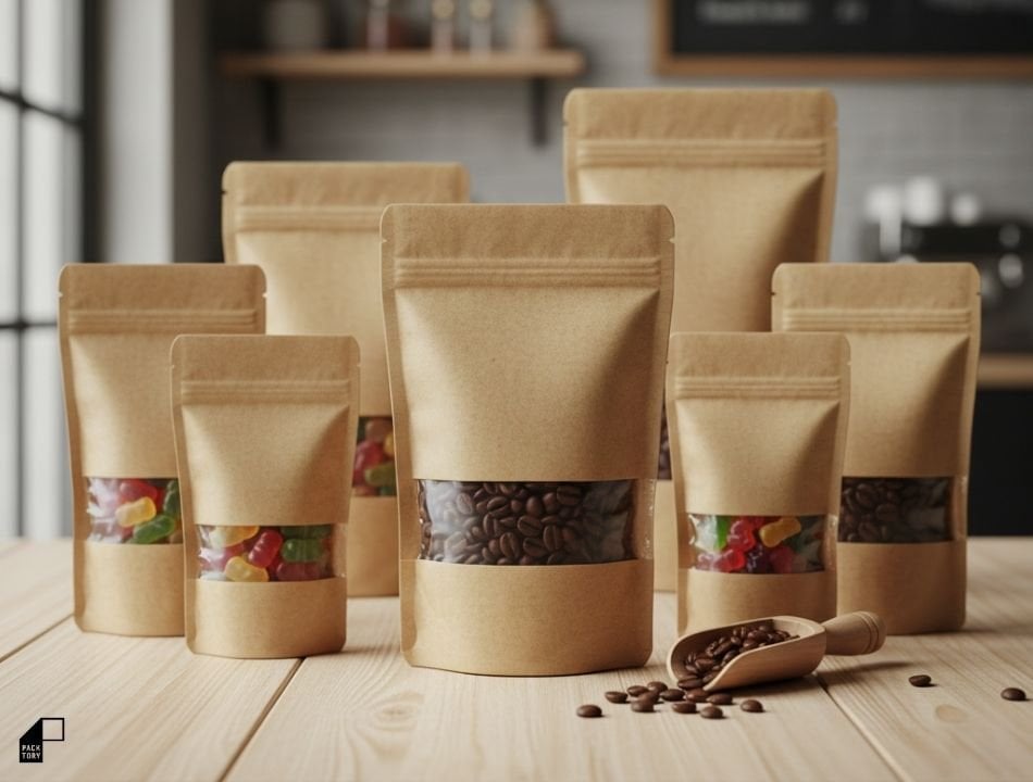 Kraft pencereli doypack ve kilitli poşet çeşitleri