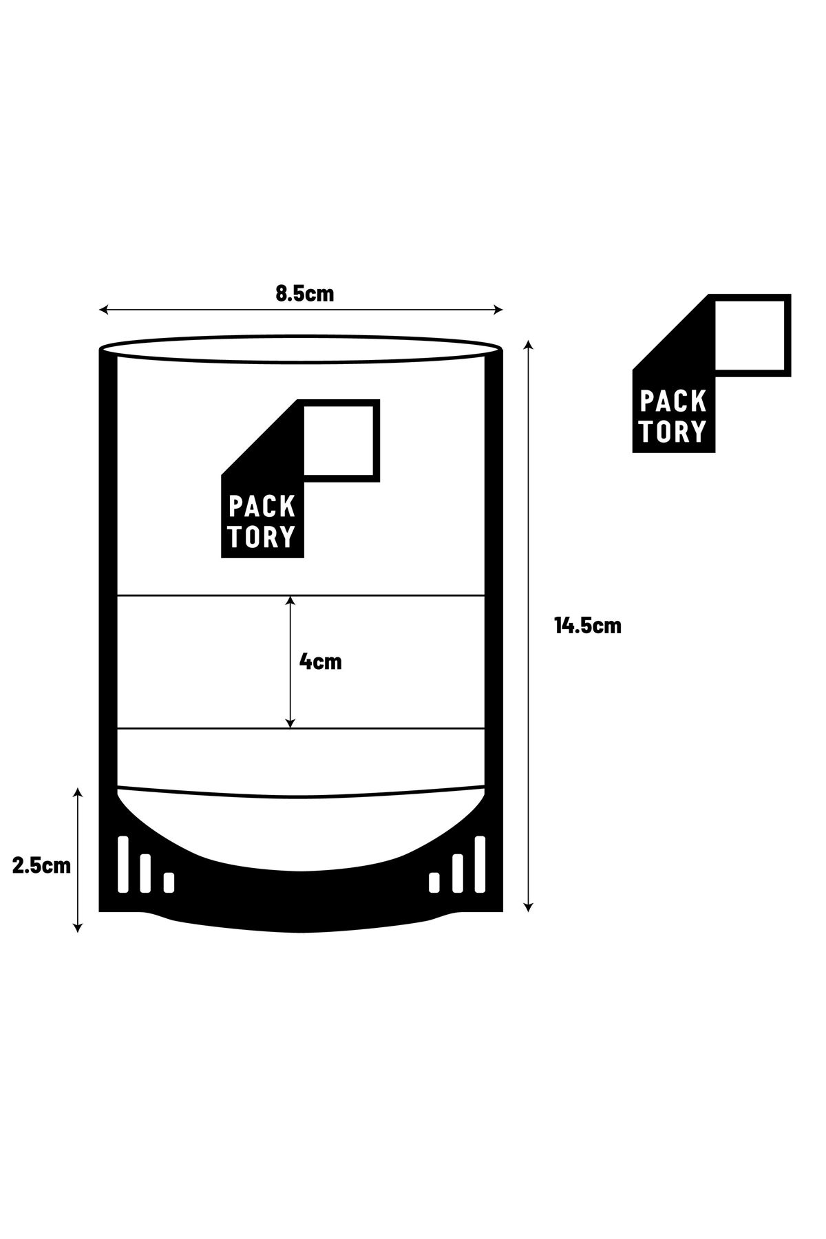 8,5 x 14,5 + 2,5 Cm Pencereli Beyaz Kraft Kilitli Doypack Ambalaj 50 Gr.