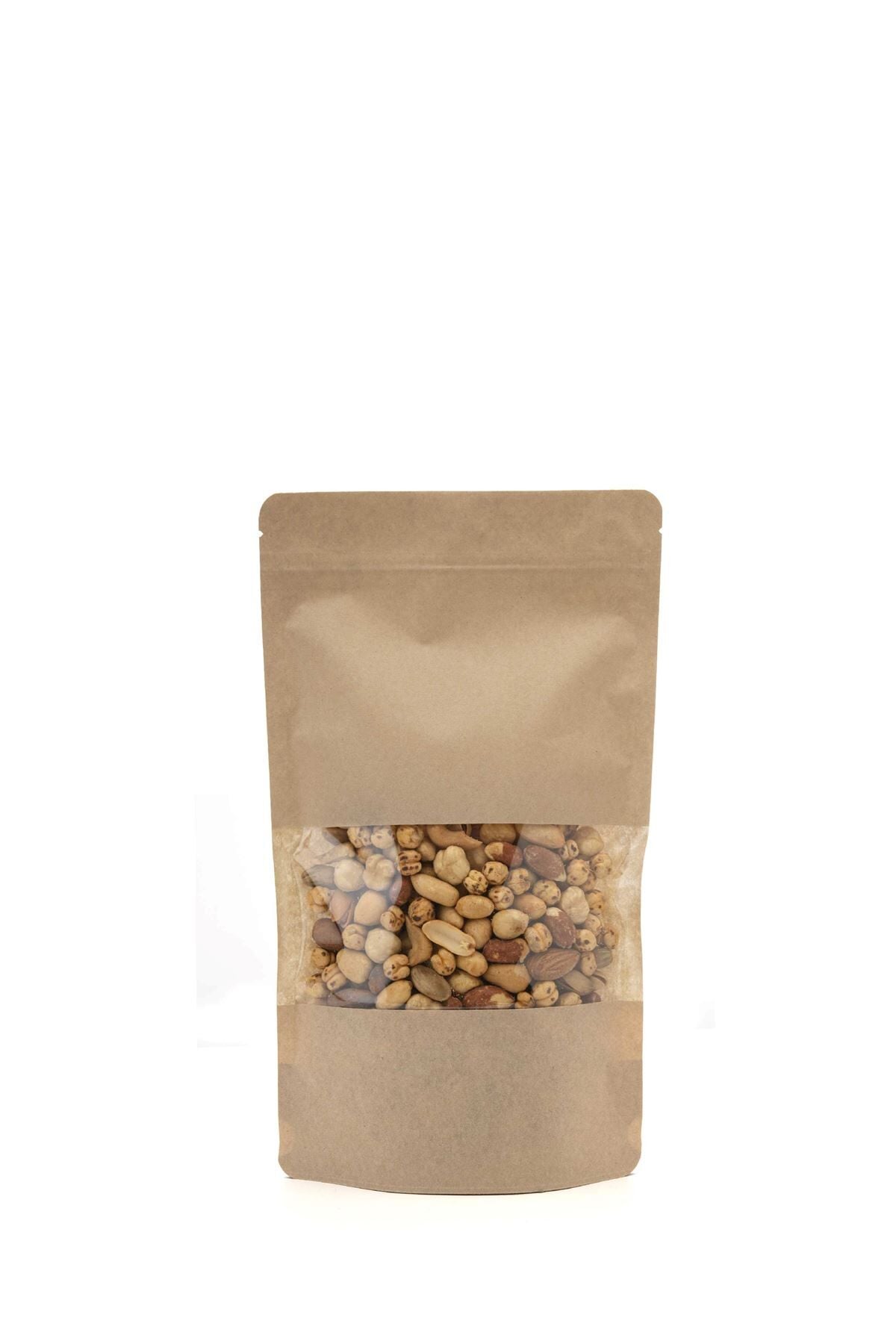 Pencereli Kraft Kilitli Doypack Ambalaj 13x22,5+3,5 cm-250 gr.