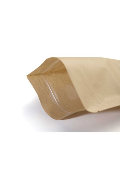 Pencereli Kraft Kilitli Doypack Ambalaj 16x27+4cm-500 gr.