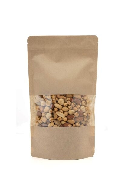 Pencereli Kraft Kilitli Doypack Ambalaj 20x30+5 cm-1000 gr.