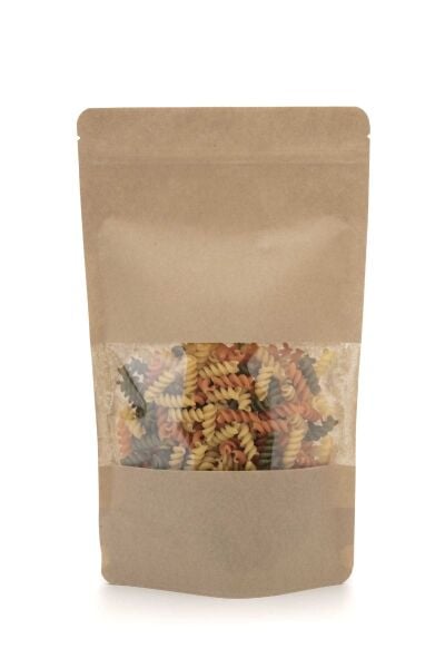 Pencereli Kraft Kilitli Doypack Ambalaj 25 x 34 + 6 cm - 1500 gr. 500 Adet