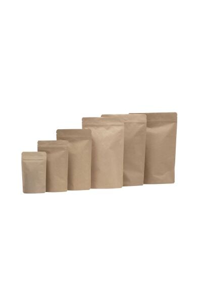 Kraft Alüminyum Kilitli Doypack Ambalaj 13x22,5+3,5 cm-250 gr.