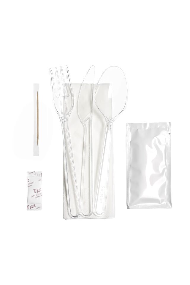 Çatal / Bıçak / Peçete / Kürdan / Tuz / Islak Mendil Seti (Ekonomik)