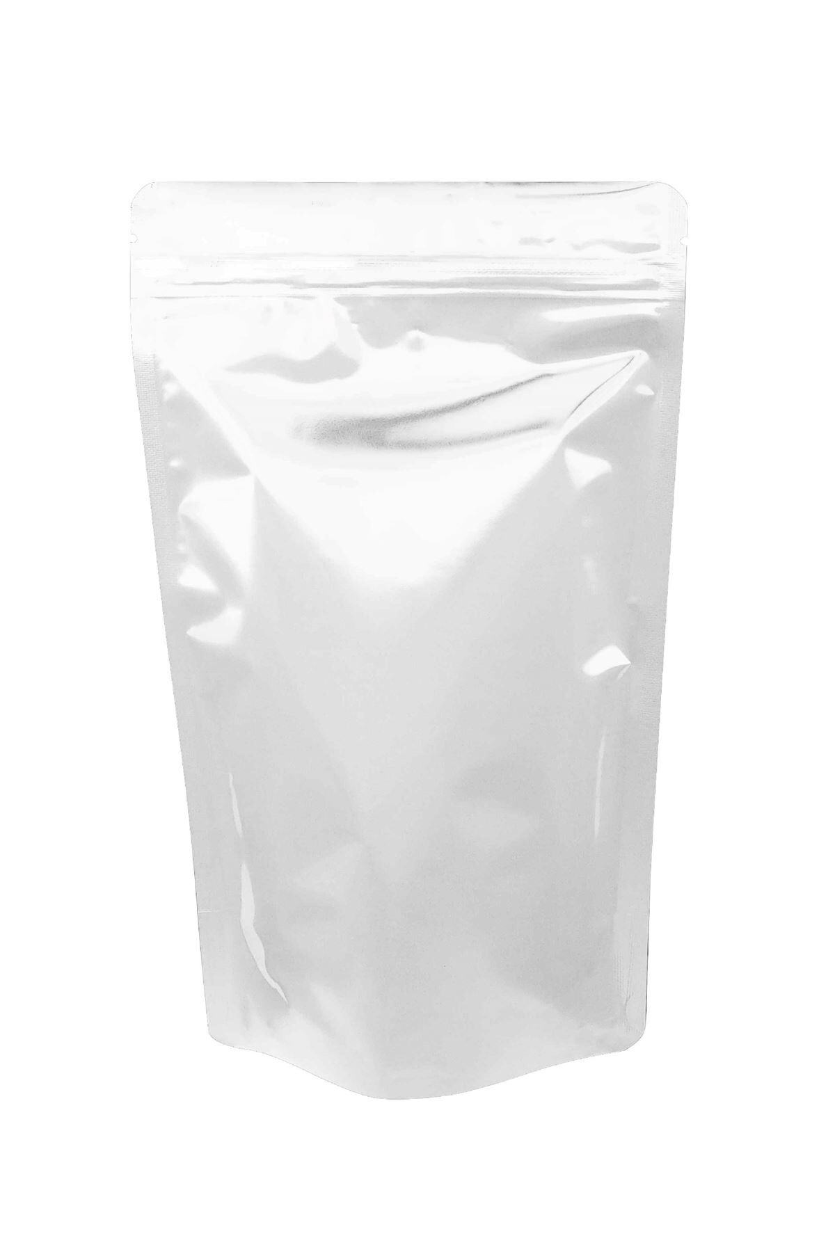 Beyaz Metalize Kilitli Doypack Ambalaj 16x27+4 cm-500 gr.