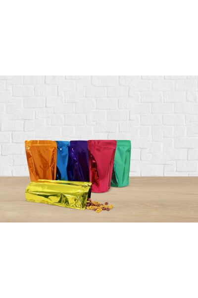 Beyaz Metalize Kilitli Doypack Ambalaj 16x27+4 cm-500 gr.