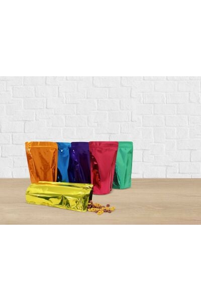 Mat Sarı Metalize Kilitli Doypack Ambalaj 16x27+4 cm-500 gr.