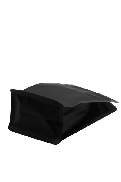 Flat Bottom Düz Tabanlı Mat Siyah Önden Kilitli Ambalaj 14x33+5 cm-1000 gr.