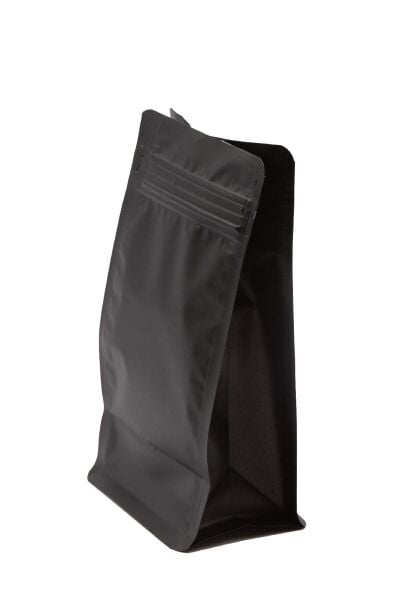 Flat Bottom Düz Tabanlı Mat Siyah Kilitli Ambalaj 14x33+5 cm-1000 gr.