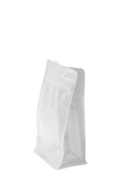 Flat Bottom Düz Tabanlı Mat Beyaz Önden Kilitli Ambalaj 11,5x21,5+4 cm-250 gr