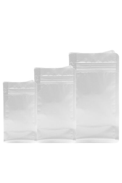 Flat Bottom Düz Tabanlı Mat Beyaz Önden Kilitli Ambalaj 14x33+5 cm-1000 gr.