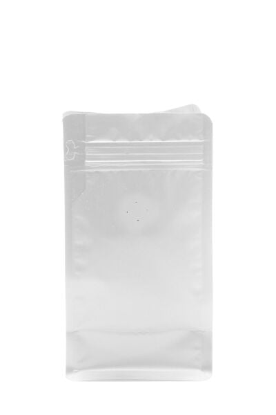 Valfli Flat Bottom Düz Tabanlı Mat Beyaz Kilitli Ambalaj 11,5 x 21,5 + 4 cm - 250 gr 1000 Adet