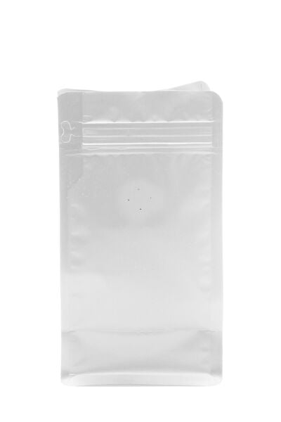 Valfli Flat Bottom Düz Tabanlı Mat Beyaz Kilitli Ambalaj 14x33+5 cm-1000 gr
