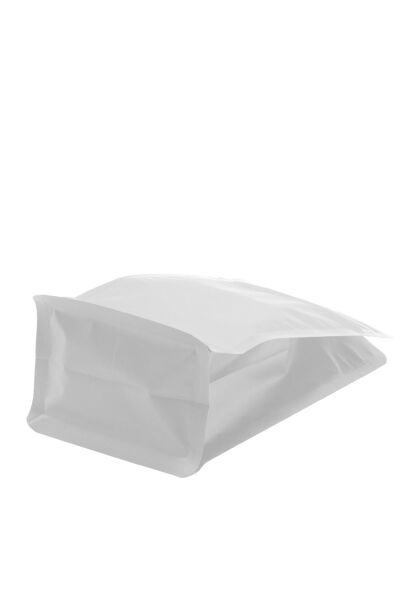 Valfli Flat Bottom Düz Tabanlı Mat Beyaz Önden Kilitli Ambalaj 14x33+5 cm-1000 gr