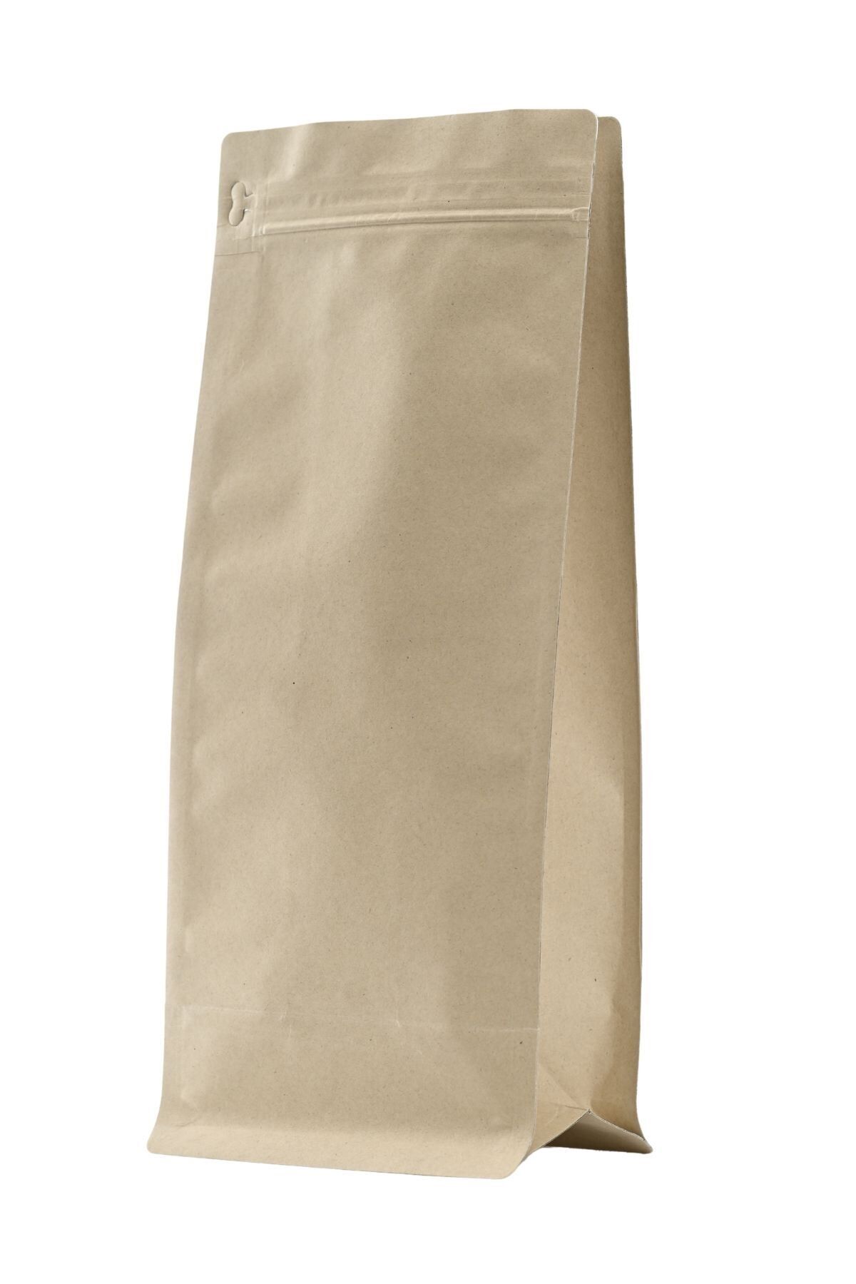 Flat Bottom Açık Kraft Alüminyum Önden Kilitli Ambalaj 14x33+5 cm-1000 gr.