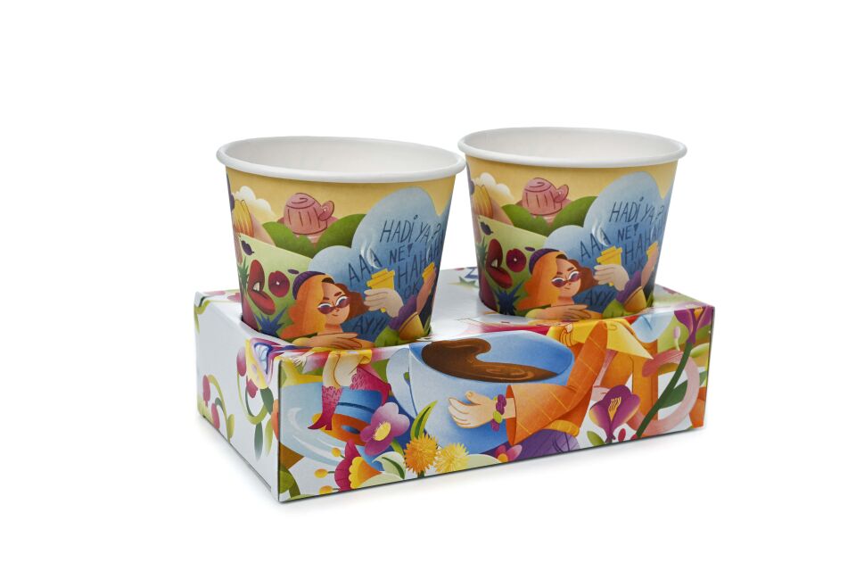 Özel Tasarım 2'li Renkli Bardak Tutucu Pipet Delikli