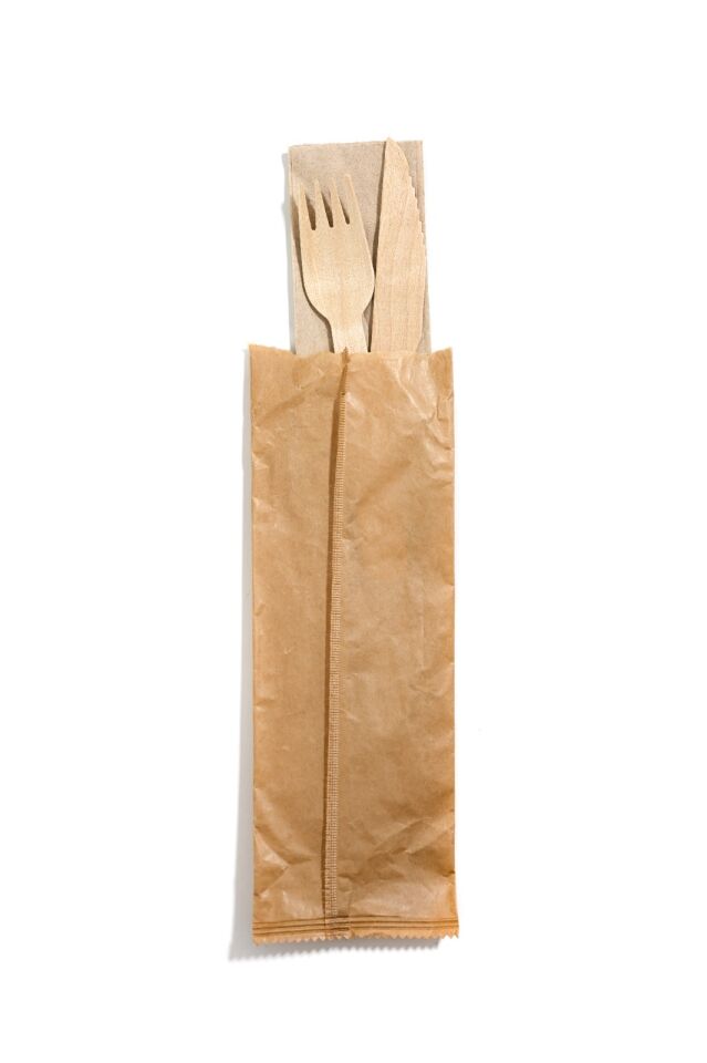 Ahşap Cutlery Set Çatal-Bıçak-Kraft Peçete
