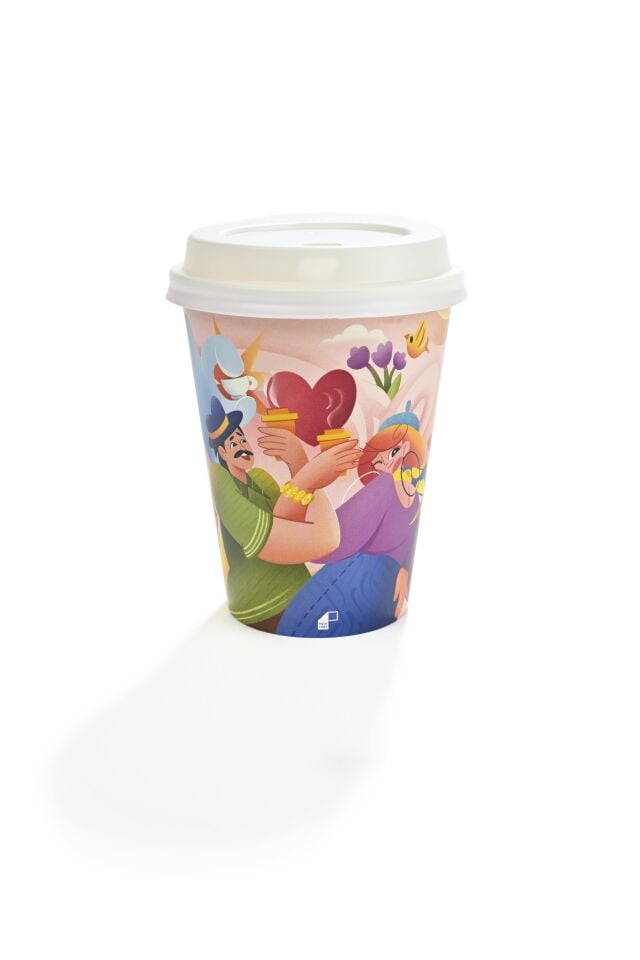 14 oz Tasarım Renkli Karton Bardak