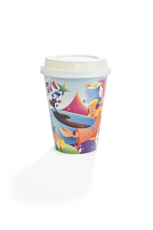 14 oz Tasarım Renkli Karton Bardak 50 Adet