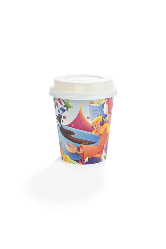 8 oz Tasarım Renkli Karton Bardak