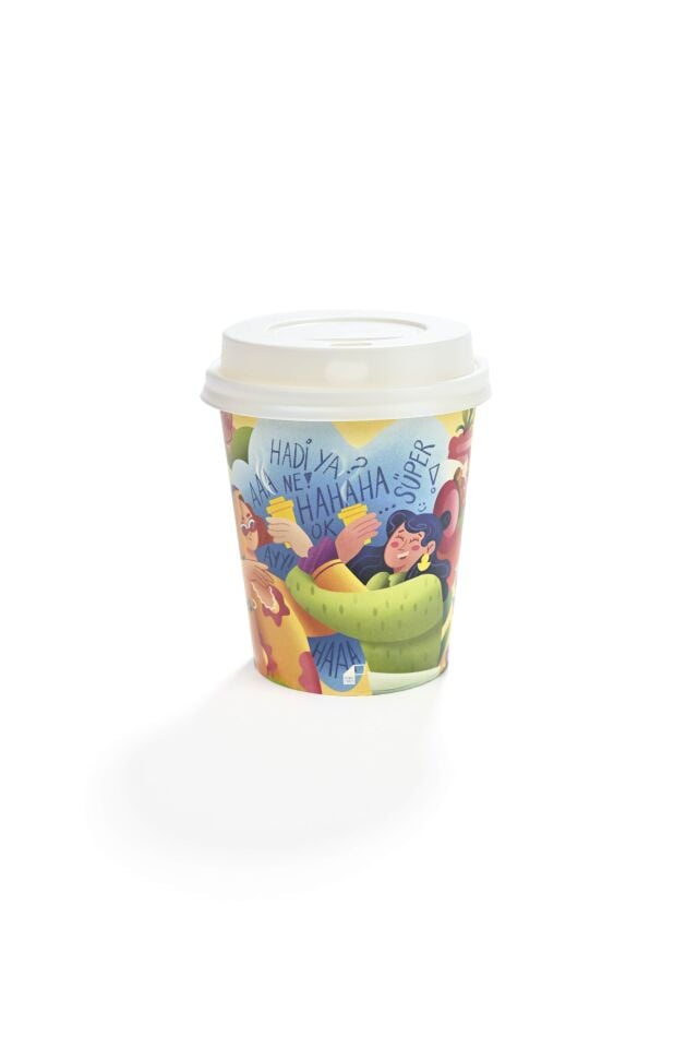 8 oz Tasarım Renkli Karton Bardak