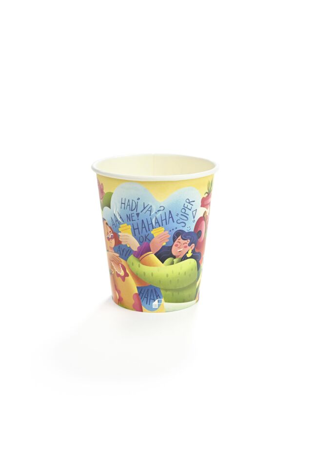 8 oz Tasarım Renkli Karton Bardak 2000 Adet