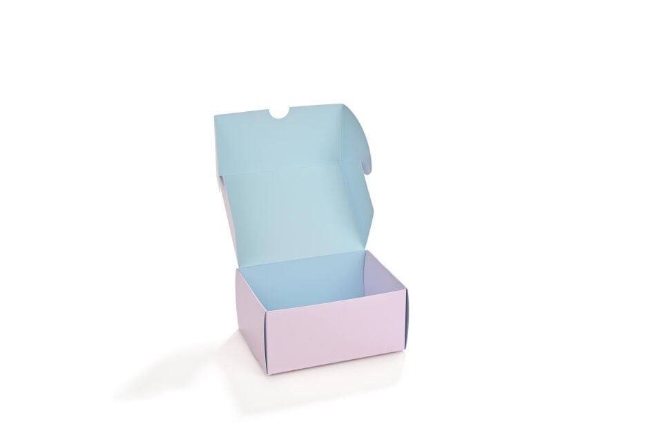 Kurabiye Kutusu Pembe-Mavi 11 x 15 cm 100 Adet