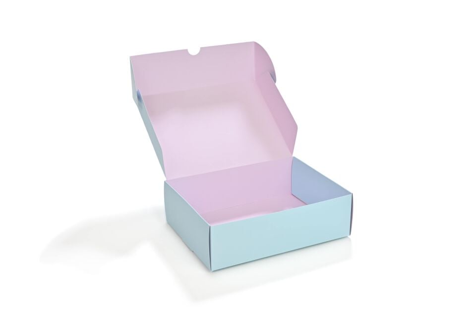 Kurabiye Kutusu Pembe-Mavi 23 x 17 cm 25 Adet