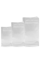 Flat Bottom Düz Tabanlı Mat Beyaz Önden Kilitli Ambalaj 14x33+5 cm-1000 gr. 500 Adet