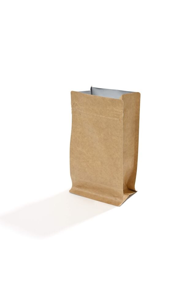 Flat Bottom Kraft Alüminyum Önden Kilitli Ambalaj  11,5x21,5+4 cm-250 gr. 1.000 Adet