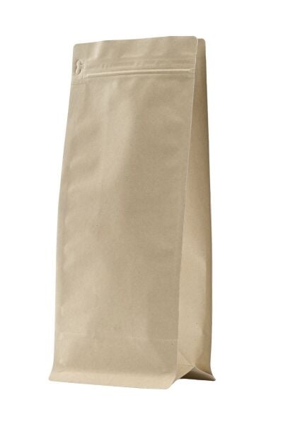 Flat Bottom Açık Kraft Alüminyum Kilitli Ambalaj 14 x 33 + 5 cm - 1000 gr. 800 Adet