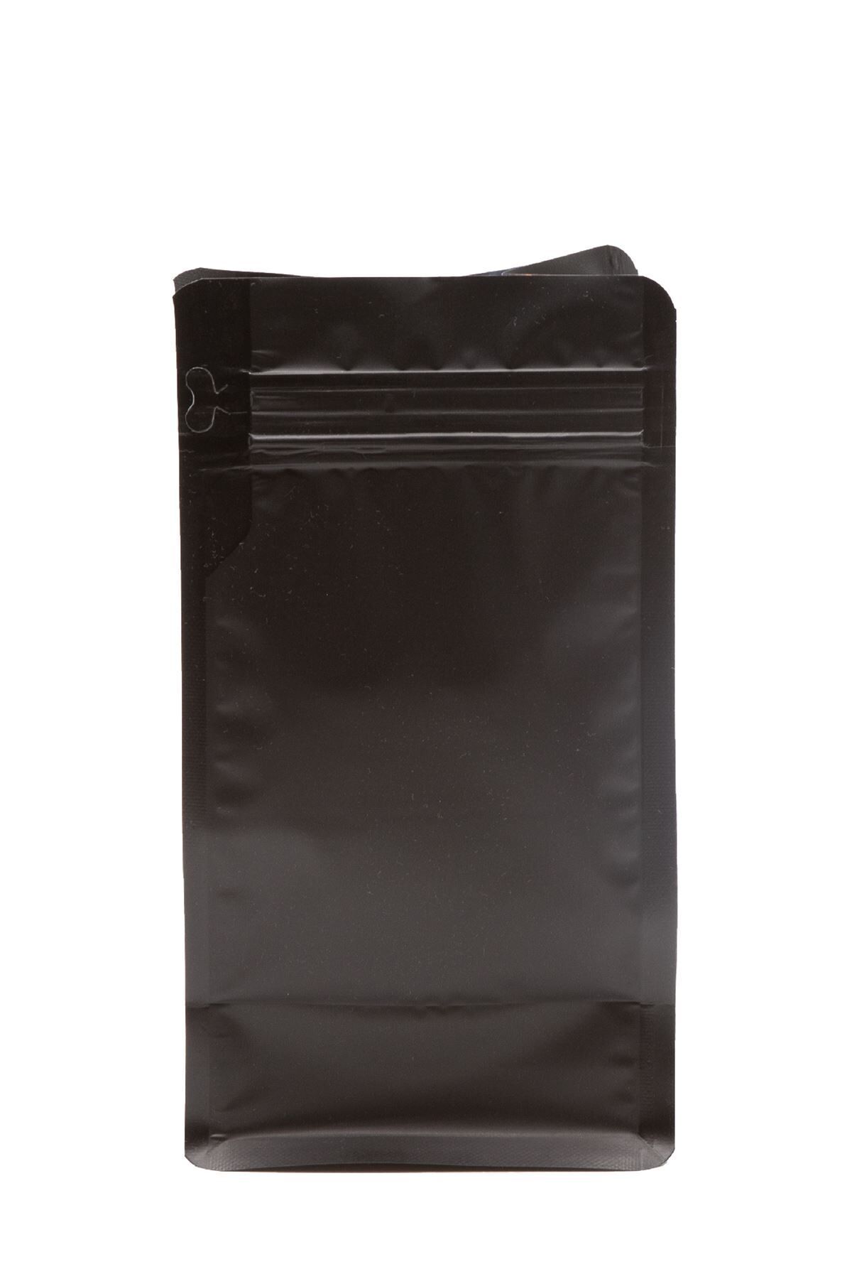 Flat Bottom Düz Tabanlı Mat Siyah Kilitli Ambalaj 14x33+5 cm-1000 gr. 50 Adet
