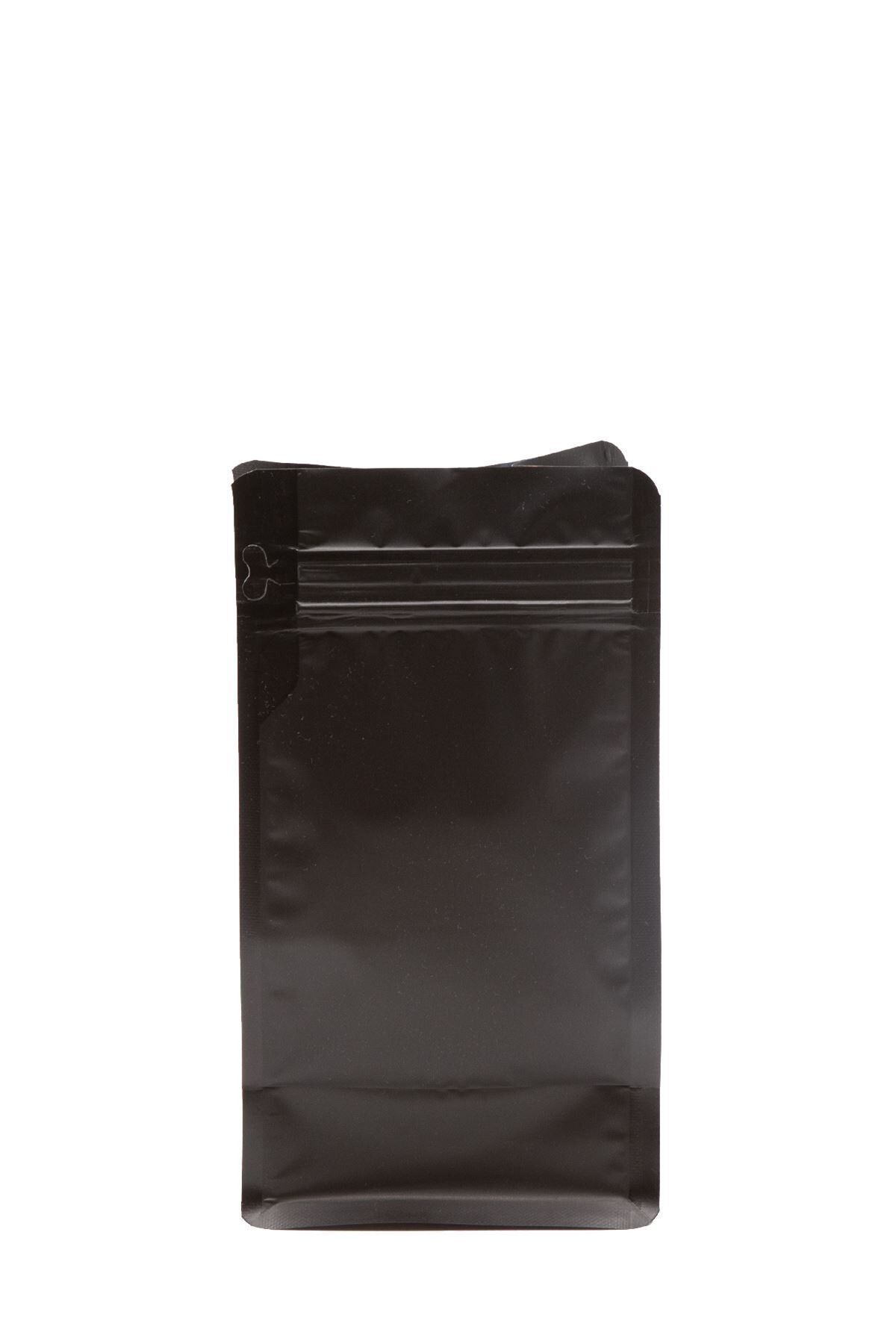 Flat Bottom Düz Tabanlı Mat Siyah Kilitli Ambalaj 11,5x21,5+4 cm-250 gr 50 Adet