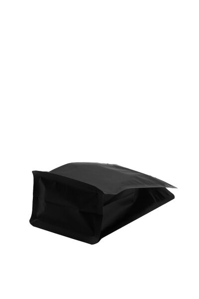 Flat Bottom Düz Tabanlı Mat Siyah Kilitli Ambalaj 11,5x21,5+4 cm-250 gr 50 Adet
