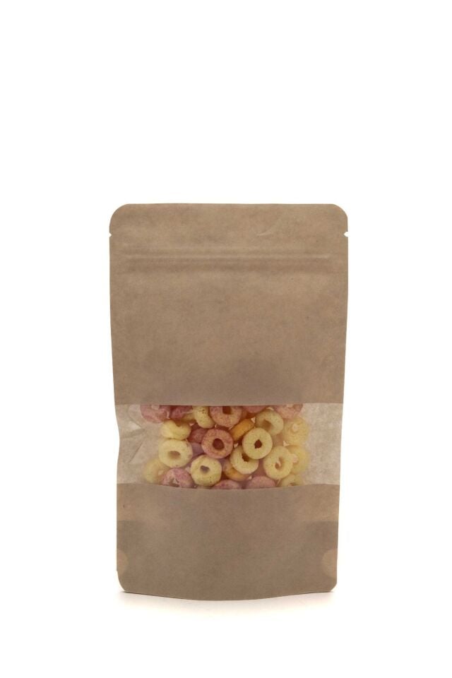 Pencereli Kraft Kilitli Doypack Ambalaj 16x27+4cm-500 gr. 50 Adet