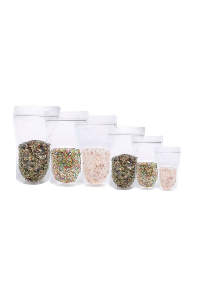 Şeffaf Kilitli Doypack Ambalaj 18 x 29 + 4,5 cm - 750 gr. 50 Adet