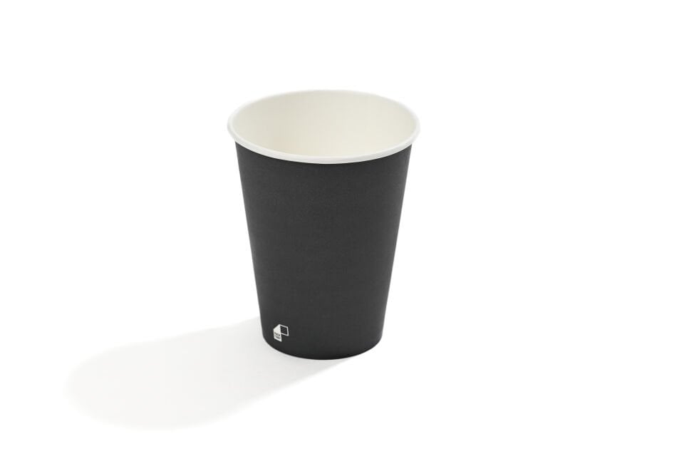14 oz Single Wall Baskılı Karton Bardak (Antrasit) 1.000 Adet