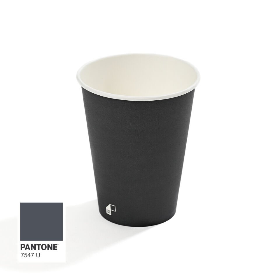 14 oz Single Wall Baskılı Karton Bardak (Antrasit) 50 Adet