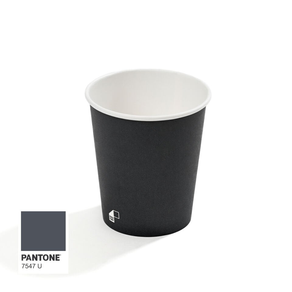 8 OZ Single Wall Baskılı Karton Bardak (Antrasit) 2000 Adet