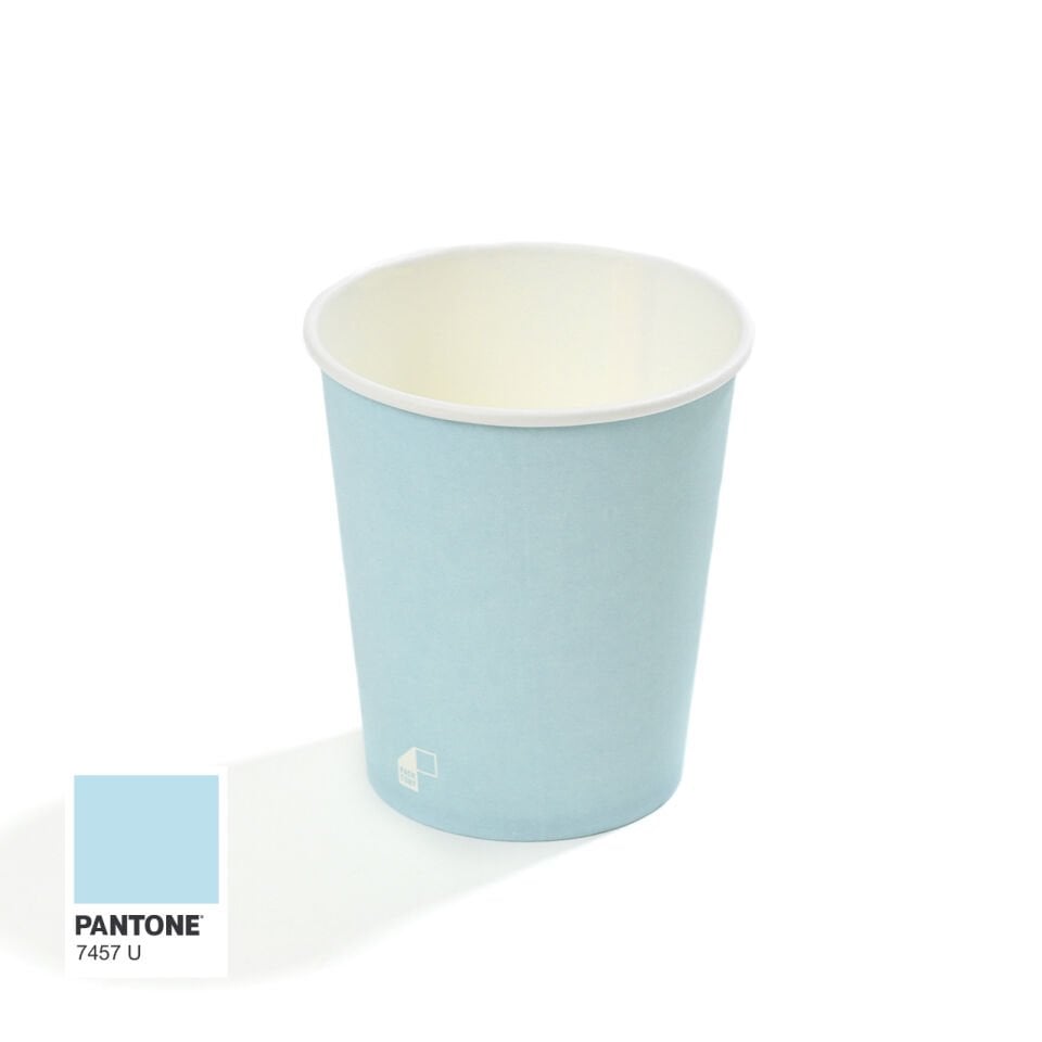 8 oz Single Wall Baskılı Karton Bardak (Açık Mavi)