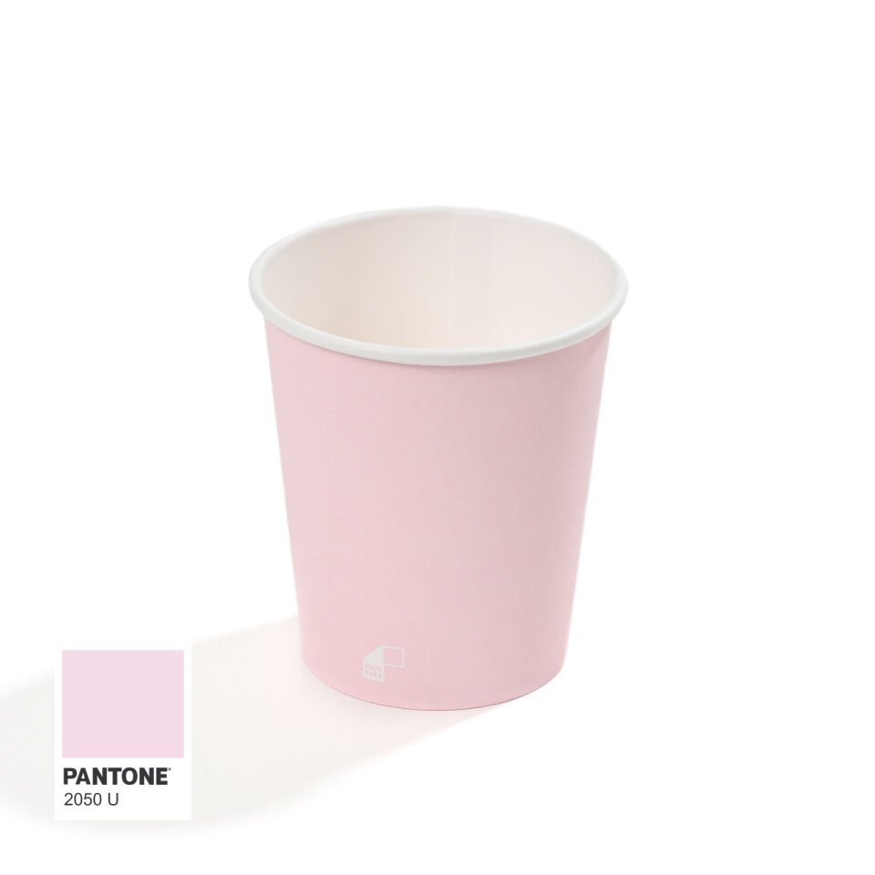 8 oz Single Wall Baskılı Karton Bardak (Pembe) 50 Adet