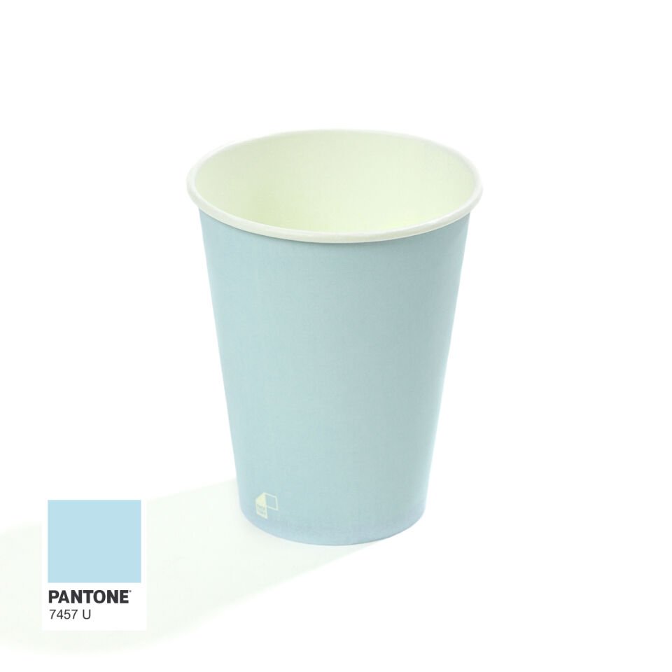 14 oz Single Wall Baskılı Karton Bardak (Açık Mavi)