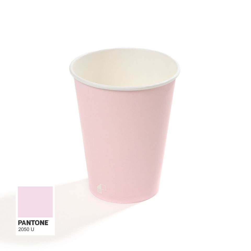 14 oz Single Wall Baskılı Karton Bardak (Pembe)