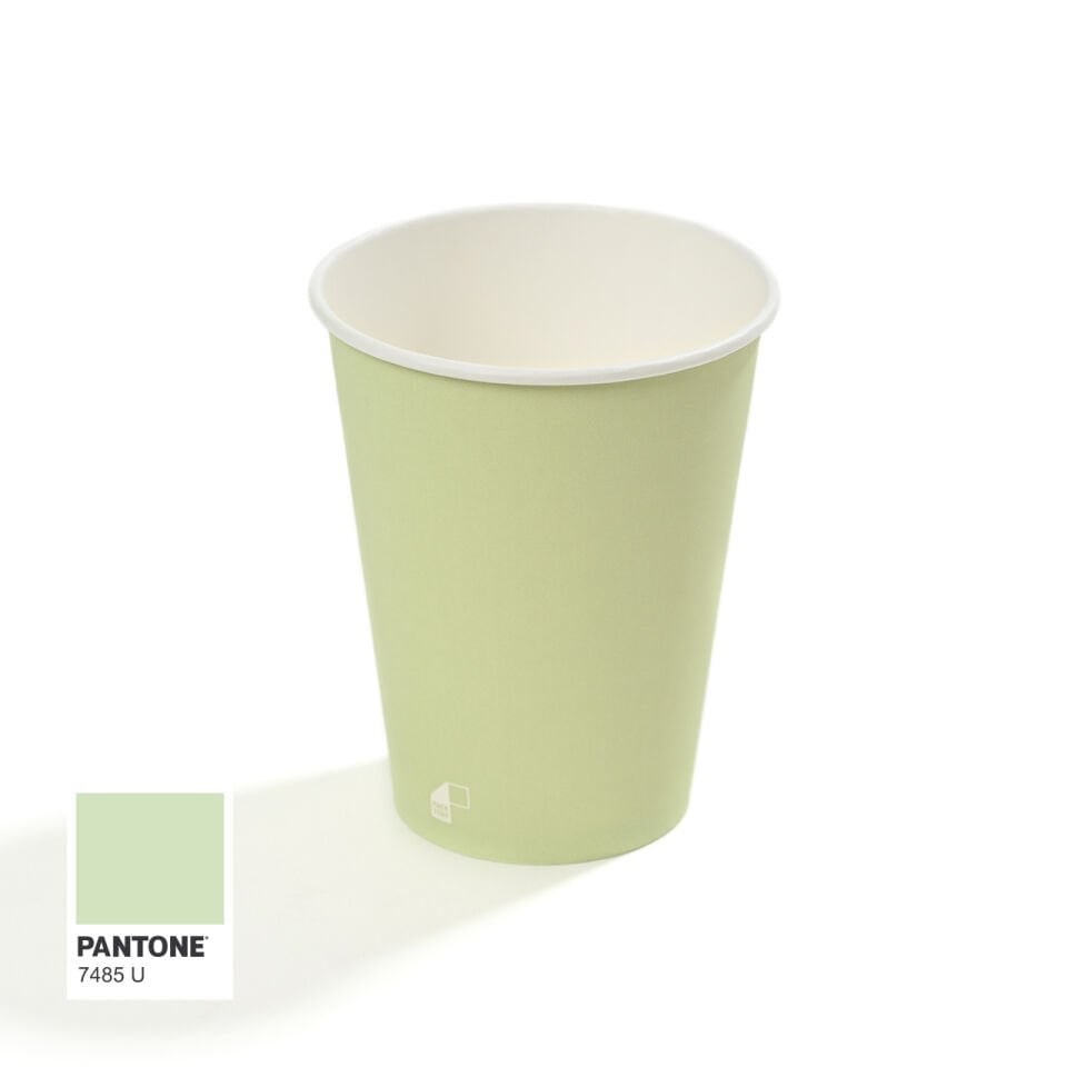 14 oz Single Wall Baskılı Karton Bardak (Açık Yeşil) 50 Adet