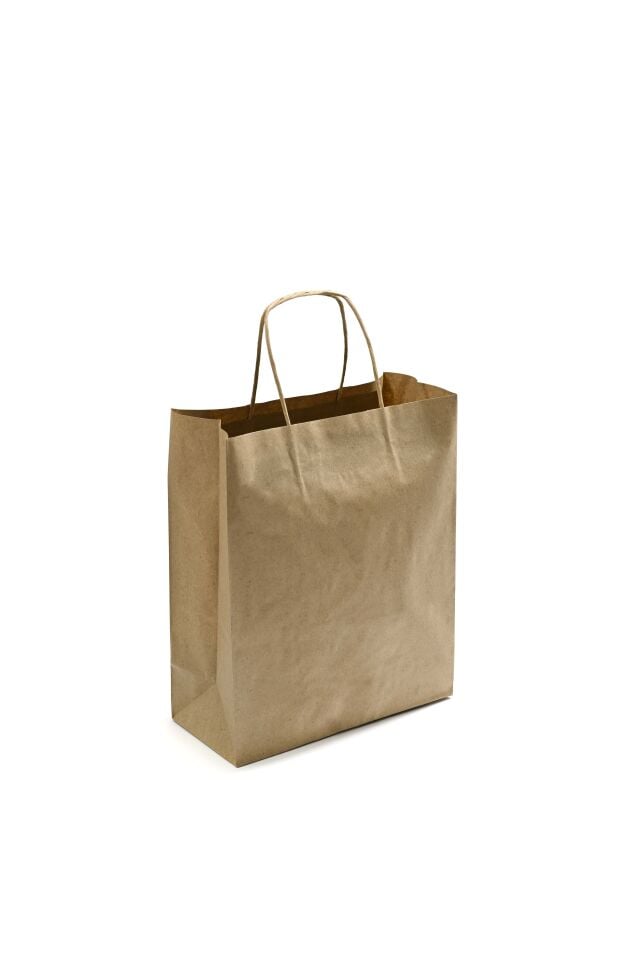 Kağıt Çanta Burgu Saplı 25x31x12cm(Körük) -  Kraft 25 Adet