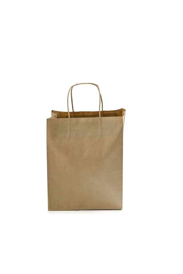 Kağıt Çanta Burgu Saplı 25x31x12cm(Körük) -  Kraft 25 Adet