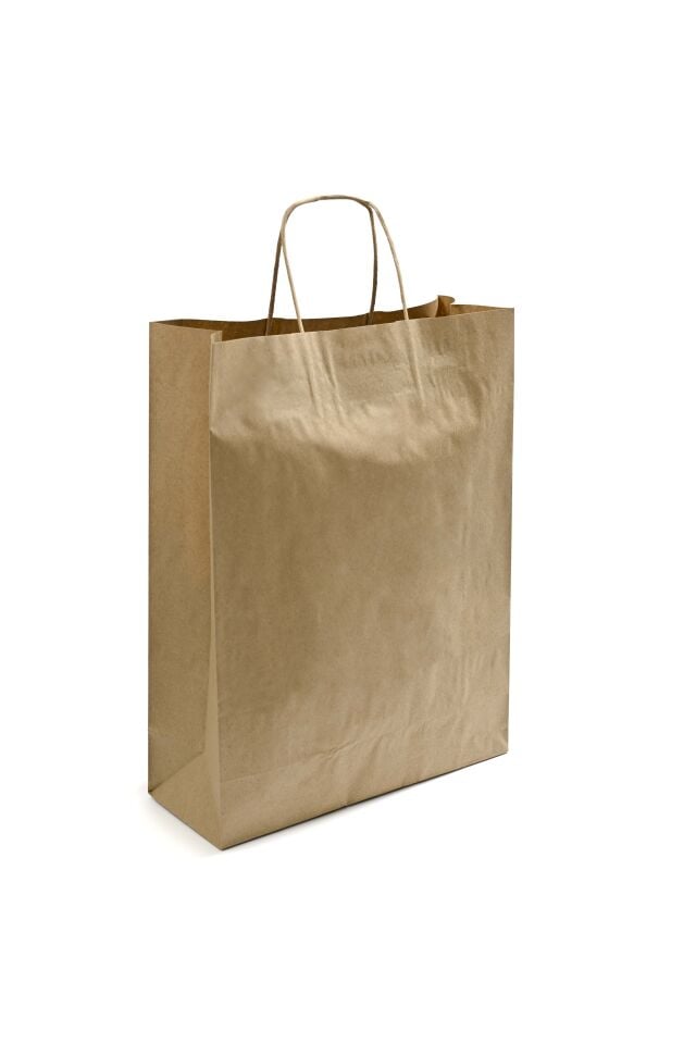 Kağıt Çanta Burgu Saplı 31x41x12cm(Körük) - Kraft 25 Adet