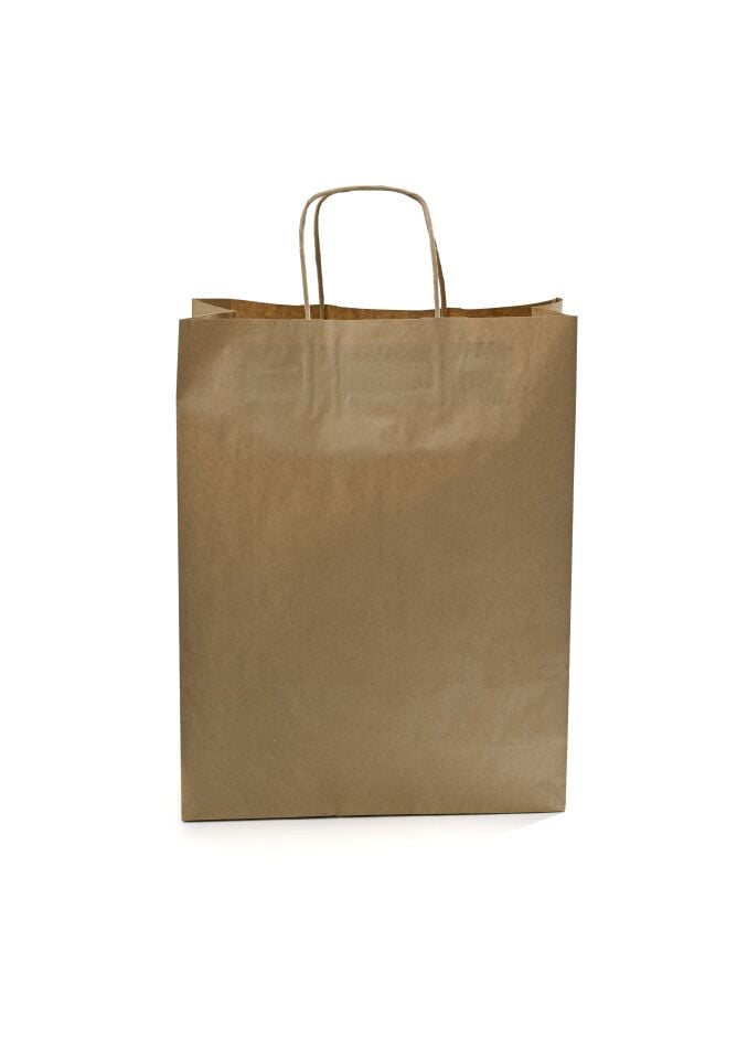 Kağıt Çanta Burgu Saplı 31x41x12cm(Körük) - Kraft 25 Adet
